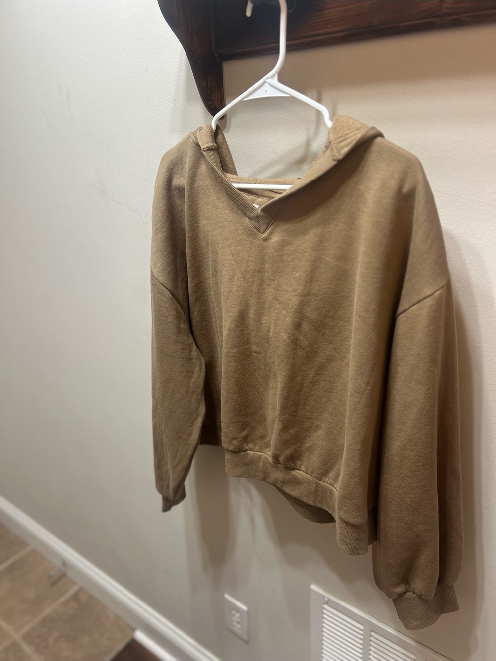 Women's Tan Crewneck Hoodie Sweater